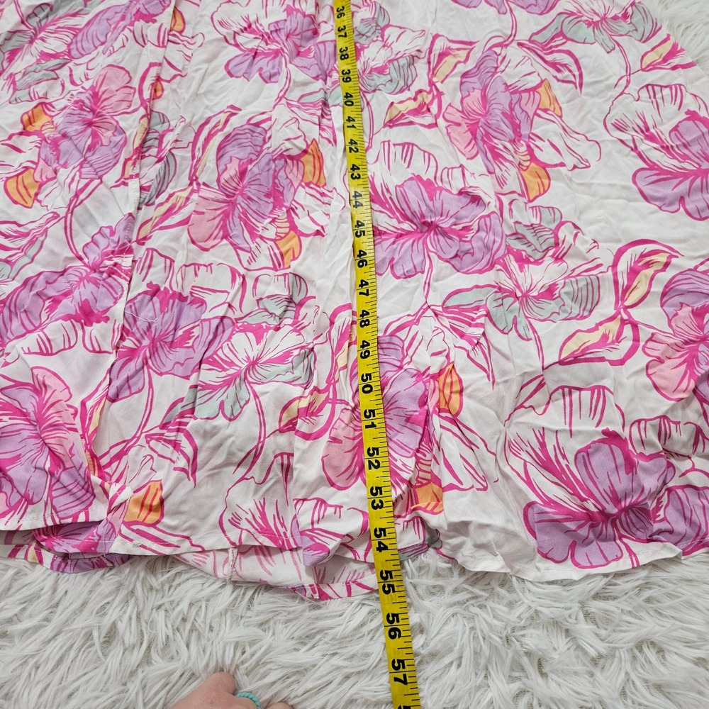 Abel the Label Pink Tropical Beachy Floral Halter Smocked Waist Maxi Dress Sz M - Picture 5 of 8